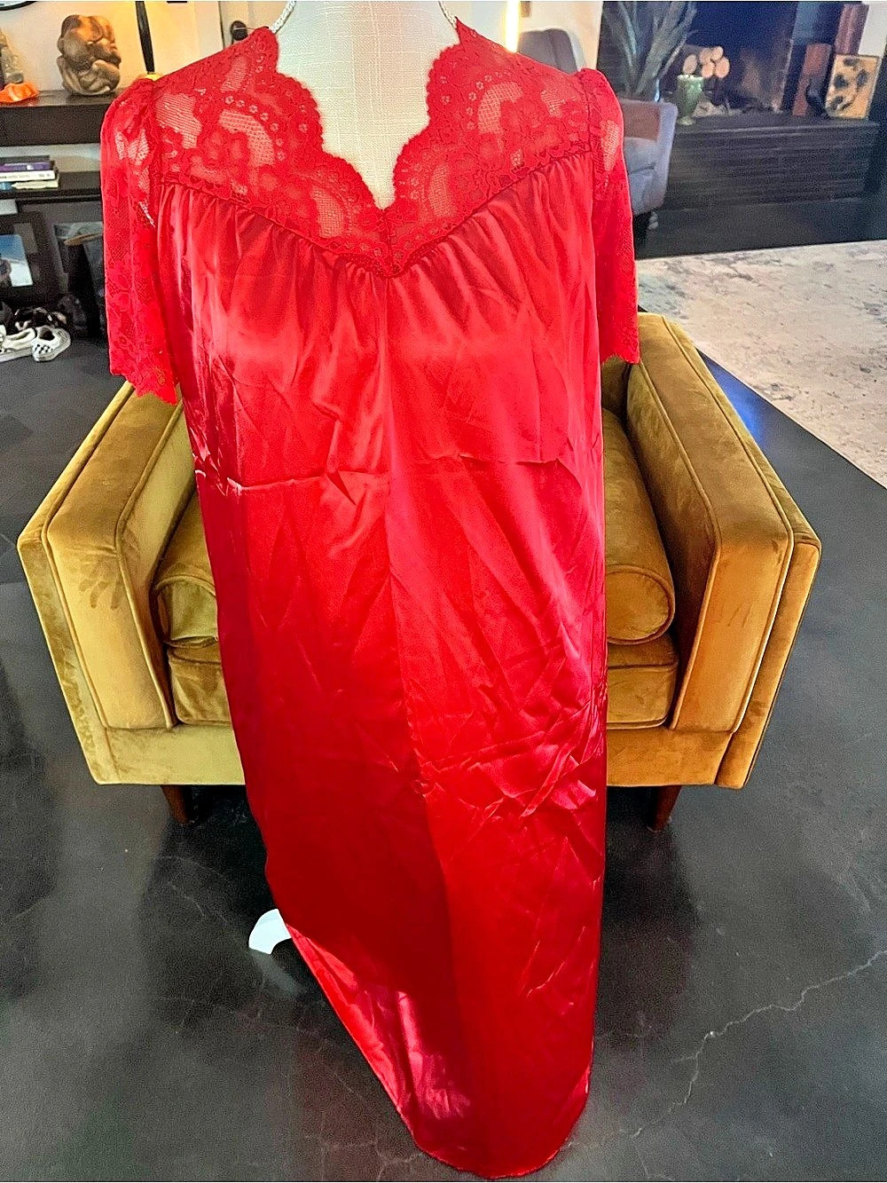 Red Lace Chemise Size Small Like New